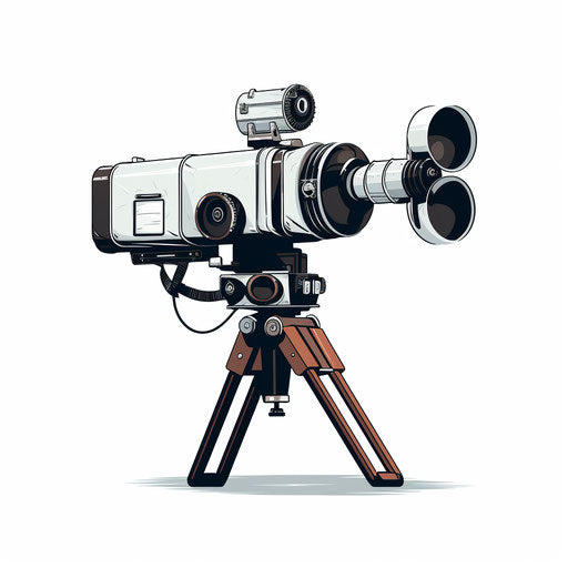 Movie camera clipart in Minimalist style, on white background