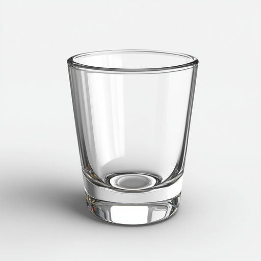 3D shot glass on white background, isolated clipart