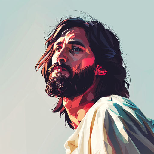 Jesus clipart with random flat background and subtle shading