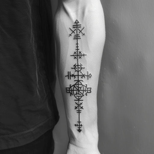 Ancient curse mark mixing Norse and Celtic symbols
