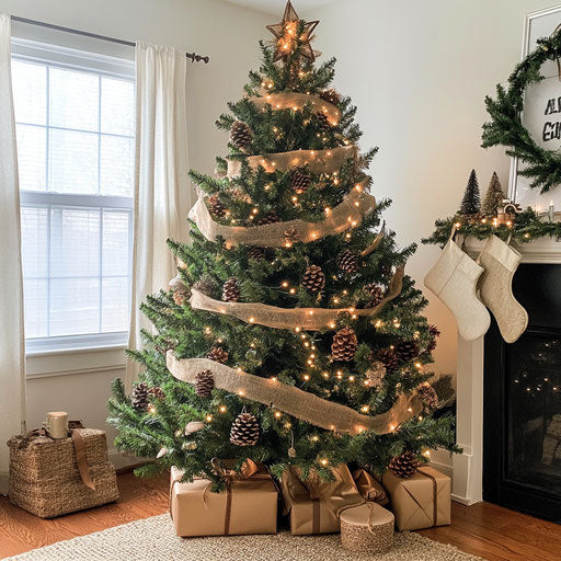 Woodland Christmas tree with simple decorations