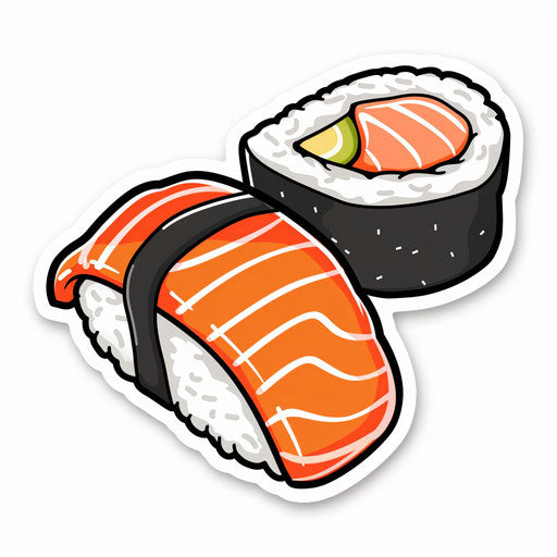 Two minimalistic sushis on white background