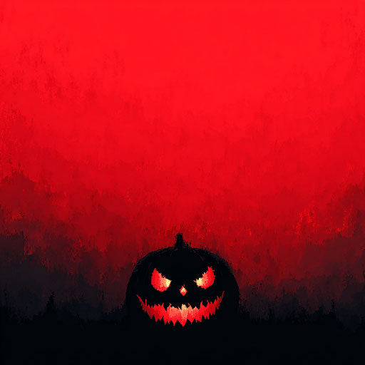 Red Panel with Glowing Pumpkin Silhouette