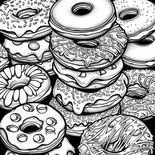 A stack of donuts with various toppings