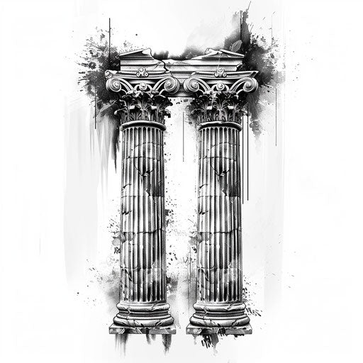 Elegant illustration of Roman architectural column in black and white