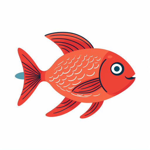 Adorable fish illustration in Minimalist style, on white background