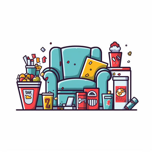 Minimalist movie night illustration on white background