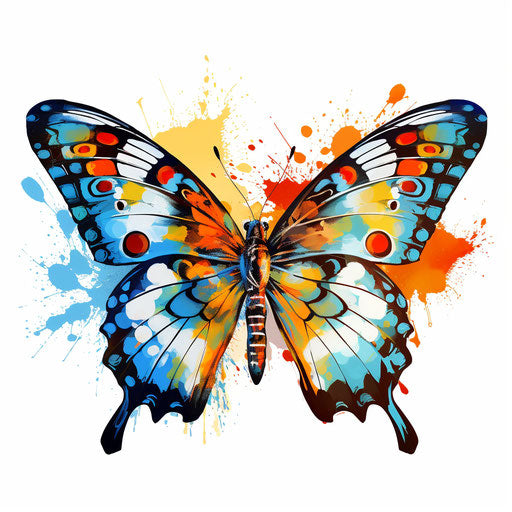 Butterfly illustration in the style of Oil painting, on white background