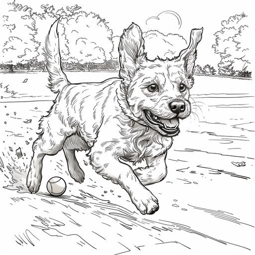 Dog playing tennis in the park