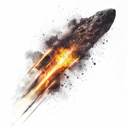 Realistic meteor on flat white background, textured and detailed