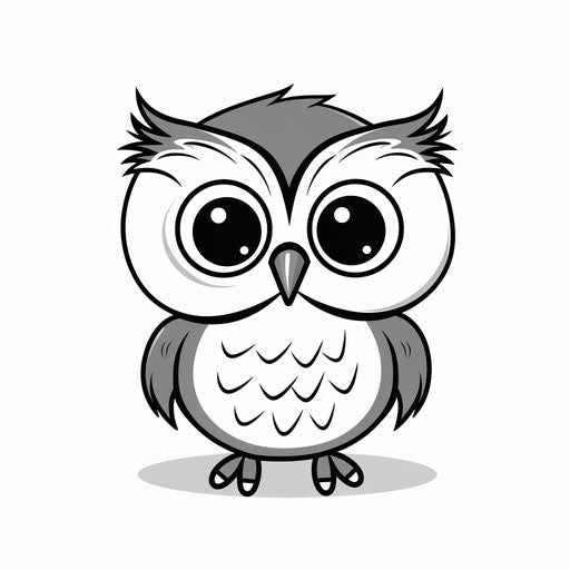 A smiling owl in simplified line work style