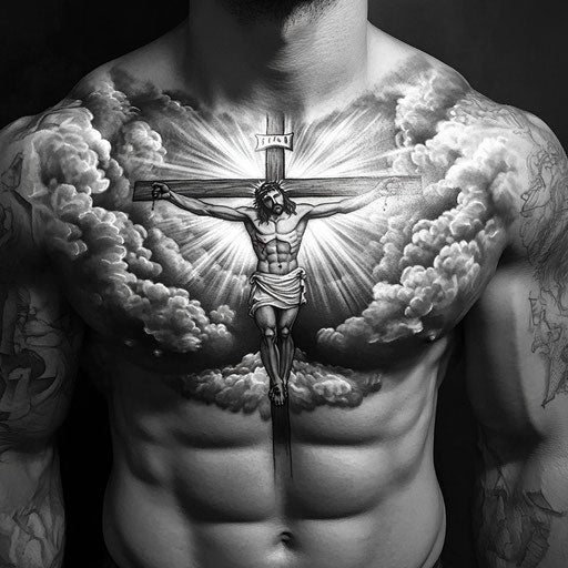 Christian tattoos for men with crucified figure