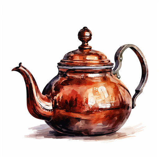 Kettle clipart in the style of oil painting on white background