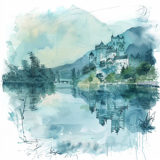 Serene castle by tranquil lake