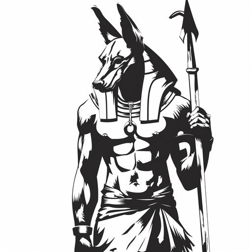 Anubis with scepter on white background