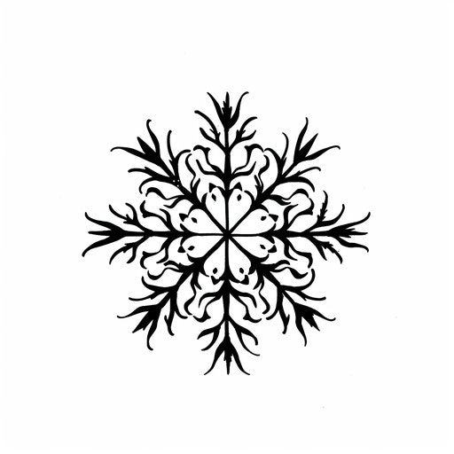 Minimalist tattoo sketch of a single snowflake in clipart style, elegant in its simplicity with a black outline
