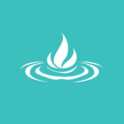 White and turquoise water logo on clean background