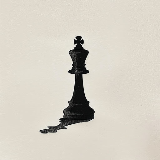 Minimalist flat tattoo sketch of a chess piece shadow