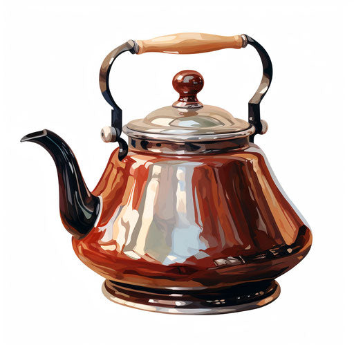 Kettle in oil painting style on white background