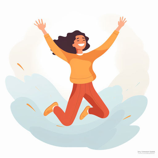 Cheerful illustration in Minimalist style, on white background