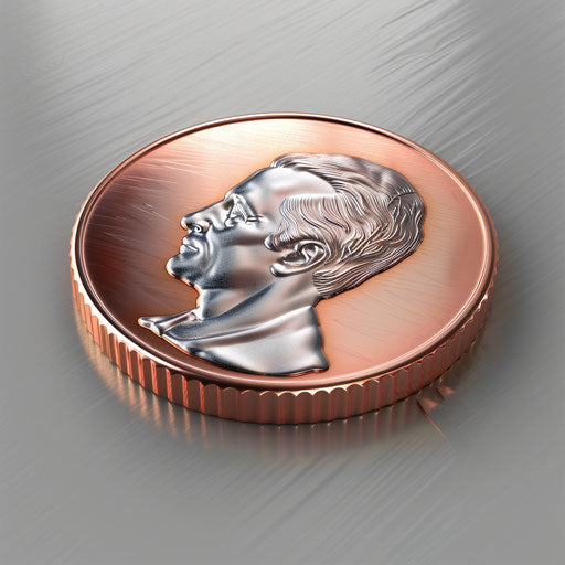 Flat metallic silver background with realistic penny clipart