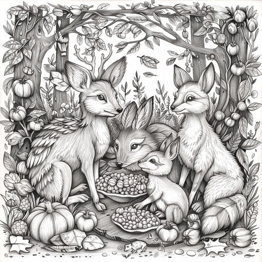 Woodland creatures autumn feast
