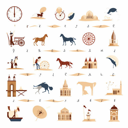 Historical clipart in Minimalist style, on white background