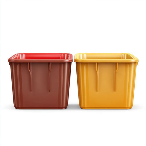 3D Plastic Storage Bins on flat white background