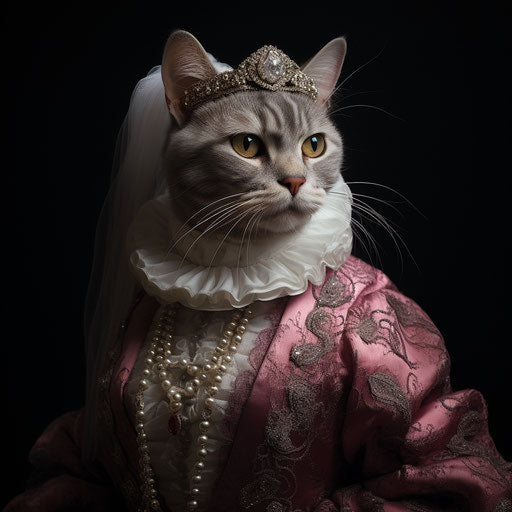 American shorthair cat dressed as a woman