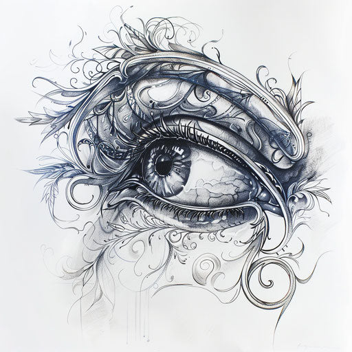 Baroque-inspired Eye of Horus tattoo sketch