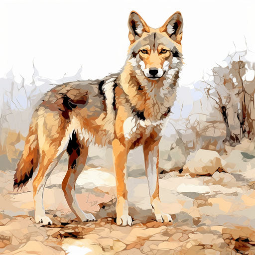 Coyote clipart in the style of Impressionistic Art