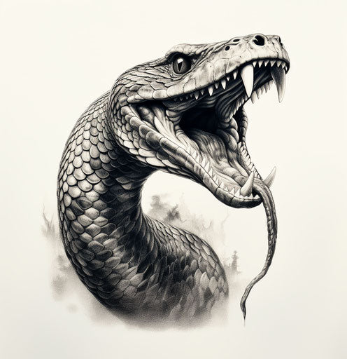 Ink drawing of a snake, net art style