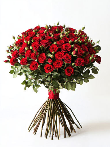 30 red roses bouquet, clipart on white background