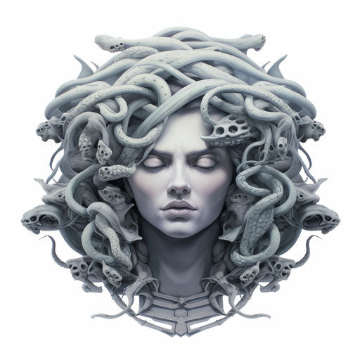 Medusa head tattoos, in ambient occlusion style