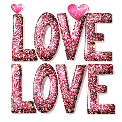 Leopard design with pink glitter text "LOVE"