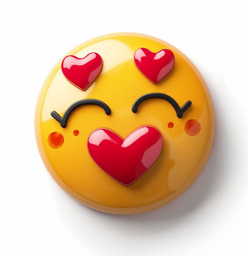 Hearts and eyes for smile emoticon on white background