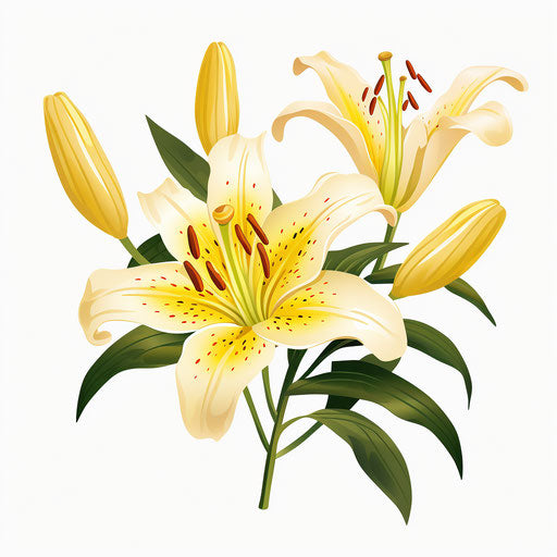 Lily clipart in the style of Chiaroscuro Art, on a white bg