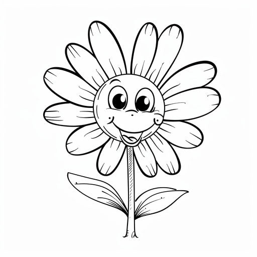A cute smiling daisy. Coloring book page
