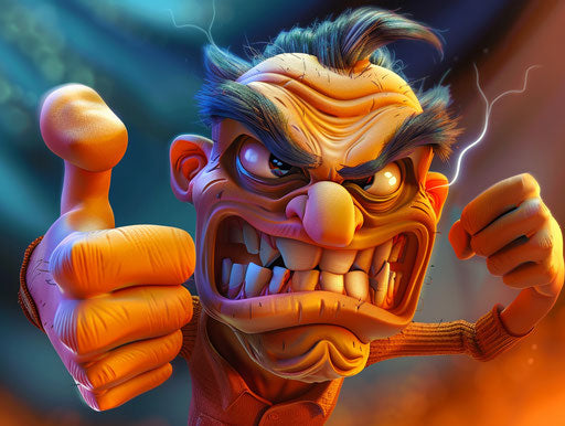 Angry expression with thumbs up