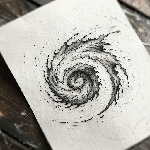 Bold sketch of a hurricane from space