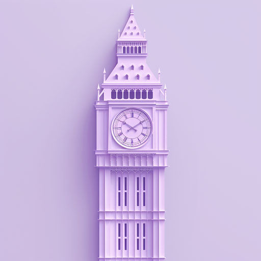 Big Ben clipart on lavender background, realistic touch