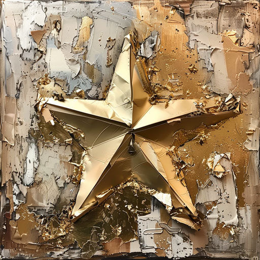 Gold medal white gold star background style vik muniz witchy academia