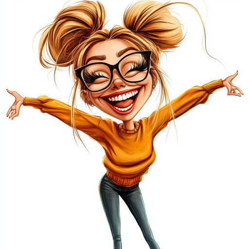 Playful Happiness Caricature Clipart Perfect for Crafting