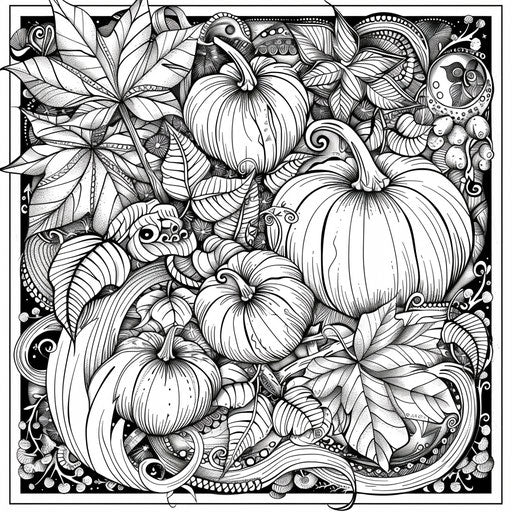 Autumn motifs in a complex zentangle