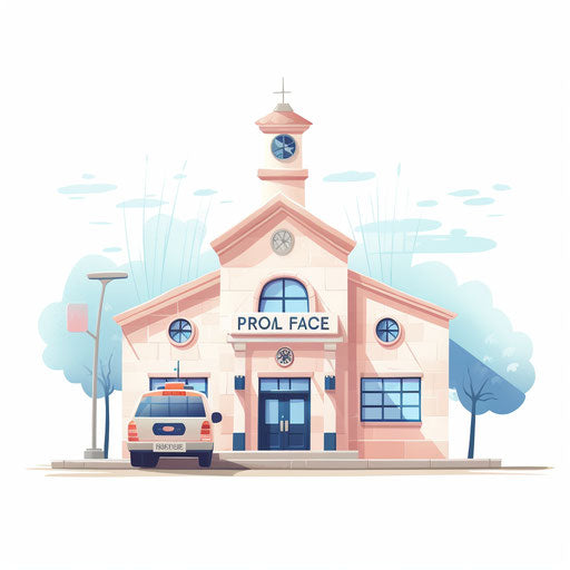 Police station clipart in the style of pastel colors