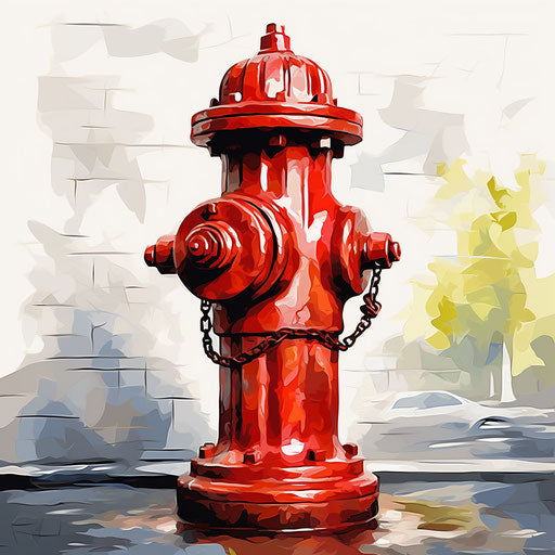 Fire hydrant clipart in the style of an oil painting, on white background