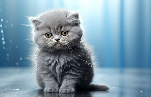Sad grey kitten in sparklecore style