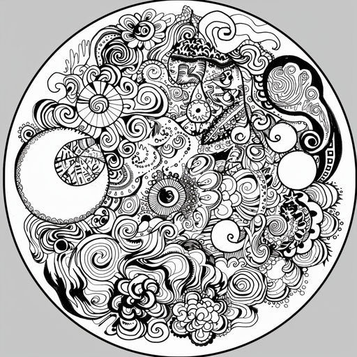 Circle with abstract patterns and swirls