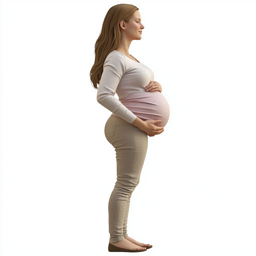3D pregnant woman on flat white background, isolated clipart