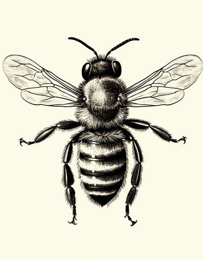 Bee tattoo drawing in style of robert crumb
